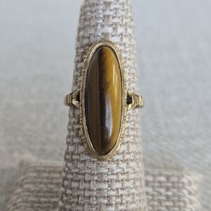 Vintage 10k Gold Fill Tigers Eye Ring Size 7